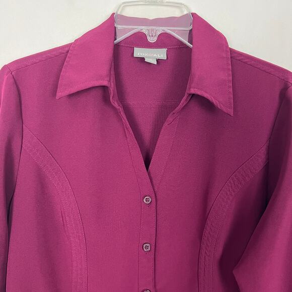Roz & Ali Magenta Button Down Shirt Casual Workwear - Picture 2 of 13